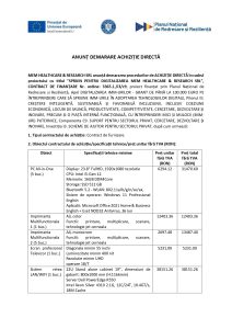 MEM HEALTHCARE & RESEARCH SRL anunță demararea procedurilor de ACHIZIȚIE DIRECTĂ în cadrul proiectului cu titlul ”SPRIJIN PENTRU DIGITALIZAREA MEM HEALTHCARE & RESEARCH SRL”, CONTRACT DE FINANȚARE Nr. ordine: 3365.1./i3/c9 – Contract de furnizare hardware