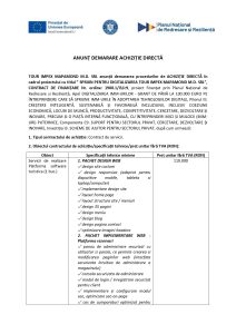 TOUR IMPEX MAPAMOND M.D. SRL anunță demararea procedurilor de ACHIZIȚIE DIRECTĂ în cadrul proiectului cu titlul ” SPRIJIN PENTRU DIGITALIZAREA TOUR IMPEX MAPAMOND M.D. SRL”, CONTRACT DE FINANȚARE Nr. ordine: 1900.1/i3/c9 – Servicii de realizare Platforma software turistica (1 buc.), Servicii creare 2 retele sociale  (1 buc.), Servicii de tip Cloud (1 buc.)