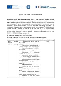 SANAVIT SRL anunță demararea procedurilor de ACHIZIȚIE DIRECTĂ în cadrul proiectului cu titlul ”SPRIJIN PENTRU DIGITALIZAREA SANAVIT SRL”, CONTRACT DE FINANȚARE Nr. ordine: 1804.1./i3/c9 – Servicii realizare Platforma CRM+ERP+AI (1 buc.), Servicii realizare 2 retele sociale (1 buc.), Servicii de tip Cloud Computing (1 buc.).