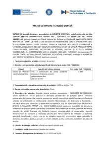 RAPAVI SRL anunță demararea procedurilor de ACHIZIȚIE DIRECTĂ în cadrul proiectului cu titlul ”SPRIJIN PENTRU DIGITALIZAREA RAPAVI SRL”, CONTRACT DE FINANȚARE Nr. ordine: 3400.1/i3/c9