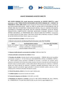 ADR CENTER ROMANIA SRL anunță demararea procedurilor de ACHIZIȚIE DIRECTĂ în cadrul proiectului cu titlul ”SPRIJIN PENTRU DIGITALIZAREA ADR CENTER ROMANIA SRL”, Servicii de auditare tehnică IT