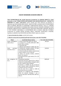 CASA SACERDOTENILOR SRL anunță demararea procedurilor de ACHIZIȚIE DIRECTĂ în cadrul proiectului cu titlul ”SPRIJIN PENTRU DIGITALIZAREA CASA SACERDOTENILOR SRL”, Sistem supraveghere video (1 buc.) Statie avertizare incendiu (1 buc.) Yala inteligente (15 buc.) Retea Wifi  (1 buc.)