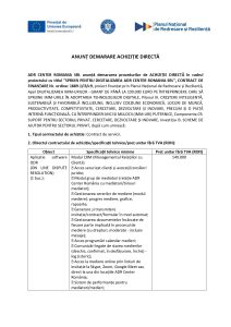 ADR CENTER ROMANIA SRL anunță demararea procedurilor de ACHIZIȚIE DIRECTĂ în cadrul proiectului cu titlul ”SPRIJIN PENTRU DIGITALIZAREA ADR CENTER ROMANIA SRL”, CONTRACT DE FINANȚARE Nr. ordine: 1889.1/i3/c9, Aplicatie software ODR  (ON LINE DISPUTE RESOLUTION)  (1 buc.): Servicii realizare 2 retele sociale (1 buc.) Servicii de tip Cloud Computing (1 buc.)