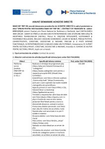 MAKE MY TRIP SRL anunță demararea procedurilor de ACHIZIȚIE DIRECTĂ în cadrul proiectului cu titlul ”SPRIJIN PENTRU DIGITALIZAREA MAKE MY TRIP SRL”, CONTRACT DE FINANȚARE Nr. ordine: 6539.1/i3/c9, Platforma turism (module CRM+ERP+AI integrate)  (1 buc.): Servicii realizare 2 retele sociale (1 buc.) Servicii de tip Cloud Computing (1 buc.)