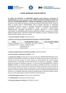 AP GLOBAL VAT SOCIETATE CU RASPUNDERE LIMITATĂ anunță demararea procedurilor de ACHIZIȚIE DIRECTĂ în cadrul proiectului cu titlul ”SPRIJIN PENTRU DIGITALIZAREA AP GLOBAL VAT SOCIETATE CU RASPUNDERE LIMITATĂ”, CONTRACT DE FINANȚARE Nr. ordine: 3335.1/i3/c9, Servicii de informare si publicitate (1 buc.)