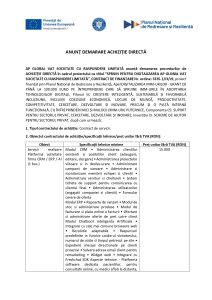 AP GLOBAL VAT SOCIETATE CU RASPUNDERE LIMITATĂ anunță demararea procedurilor de ACHIZIȚIE DIRECTĂ în cadrul proiectului cu titlul ”SPRIJIN PENTRU DIGITALIZAREA AP GLOBAL VAT SOCIETATE CU RASPUNDERE LIMITATĂ”, CONTRACT DE FINANȚARE Nr. ordine: 3335.1/i3/c9, Servicii realizare Platforma activitate firma CRM / ERP / AI (1 buc.) Servicii realizare 2 retele sociale  (1 buc.) Servicii de tip Cloud Computing  (1 buc.)