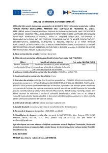 AMIFARM SRL anunță demararea procedurilor de ACHIZIȚIE DIRECTĂ în cadrul proiectului cu titlul ”SPRIJIN PENTRU DIGITALIZAREA AMIFARM SRL”, CONTRACT DE FINANȚARE Nr. ordine: 3323.1/i3/c9, Servicii realizare 2 retele sociale (1 buc.)