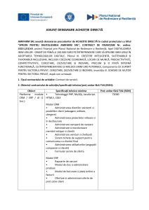 AMIFARM SRL anunță demararea procedurilor de ACHIZIȚIE DIRECTĂ în cadrul proiectului cu titlul ”SPRIJIN PENTRU DIGITALIZAREA AMIFARM SRL”, CONTRACT DE FINANȚARE Nr. ordine: 3323.1/i3/c9, Platforma module CRM / ERP / AI (1 buc.) Servicii de tip Cloud Computing (1 buc.)