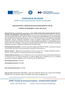 MAKE MY TRIP SRL anunță finalizarea proiectului cu titlul ”SPRIJIN PENTRU DIGITALIZAREA MAKE MY TRIP SRL”, CONTRACT DE FINANȚARE Nr. ordine: 6539.1/i3/c9