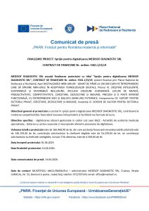 MEDISOF DIAGNOSTIC SRL anunță finalizarea proiectului cu titlul ”Sprijin pentru digitalizarea MEDISOF DIAGNOSTIC SRL”, CONTRACT DE FINANȚARE Nr. ordine: 3361.1/i3/c9