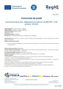 LULIAN SRL anunță finalizarea proiectului cu titlul ,,Digitalizare în folosul LULIAN SRL”,  Cod proiect: 333314