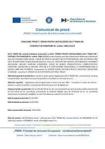 GILLY TRANS SRL anunță finalizarea proiectului cu titlul ”SPRIJIN PENTRU DIGITALIZAREA GILLY TRANS SRL”, CONTRACT DE FINANȚARE Nr. ordine: 3389.1/i3/c9