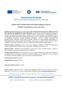 DOMENIUL STEFAN SRL anunță lansarea proiectului cu titlul ”SPRIJIN PENTRU DIGITALIZAREA DOMENIUL STEFAN SRL”, CONTRACT DE FINANȚARE Nr. ordine: 1904.1/i3/c9