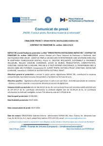 RAPAVI SRL anunță finalizarea proiectului cu titlul ”SPRIJIN PENTRU DIGITALIZAREA RAPAVI SRL”, CONTRACT DE FINANȚARE Nr. ordine: 3400.1/i3/c9