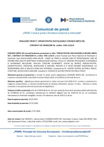 EURONED IMPEX SRL anunță finalizarea proiectului cu titlul ”SPRIJIN PENTRU DIGITALIZAREA EURONED IMPEX SRL”, CONTRACT DE FINANȚARE Nr. ordine: 3345.1/i3/c9