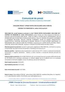 URSA-FARM SRL anunță finalizarea proiectului cu titlul ”SPRIJIN PENTRU DIGITALIZAREA URSA-FARM SRL”, CONTRACT DE FINANȚARE Nr. ordine: 6337/rue/i3/c9
